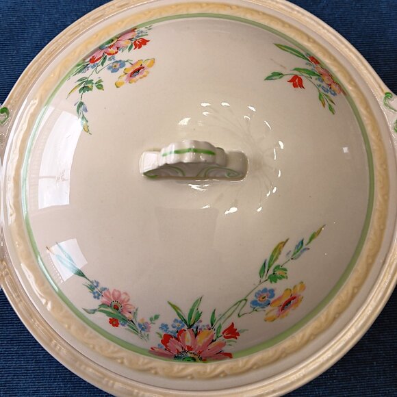 Vintage Art Deco J&G Meakin Sunshine Floral Covered Serving Bowl - Picture 13 of 16